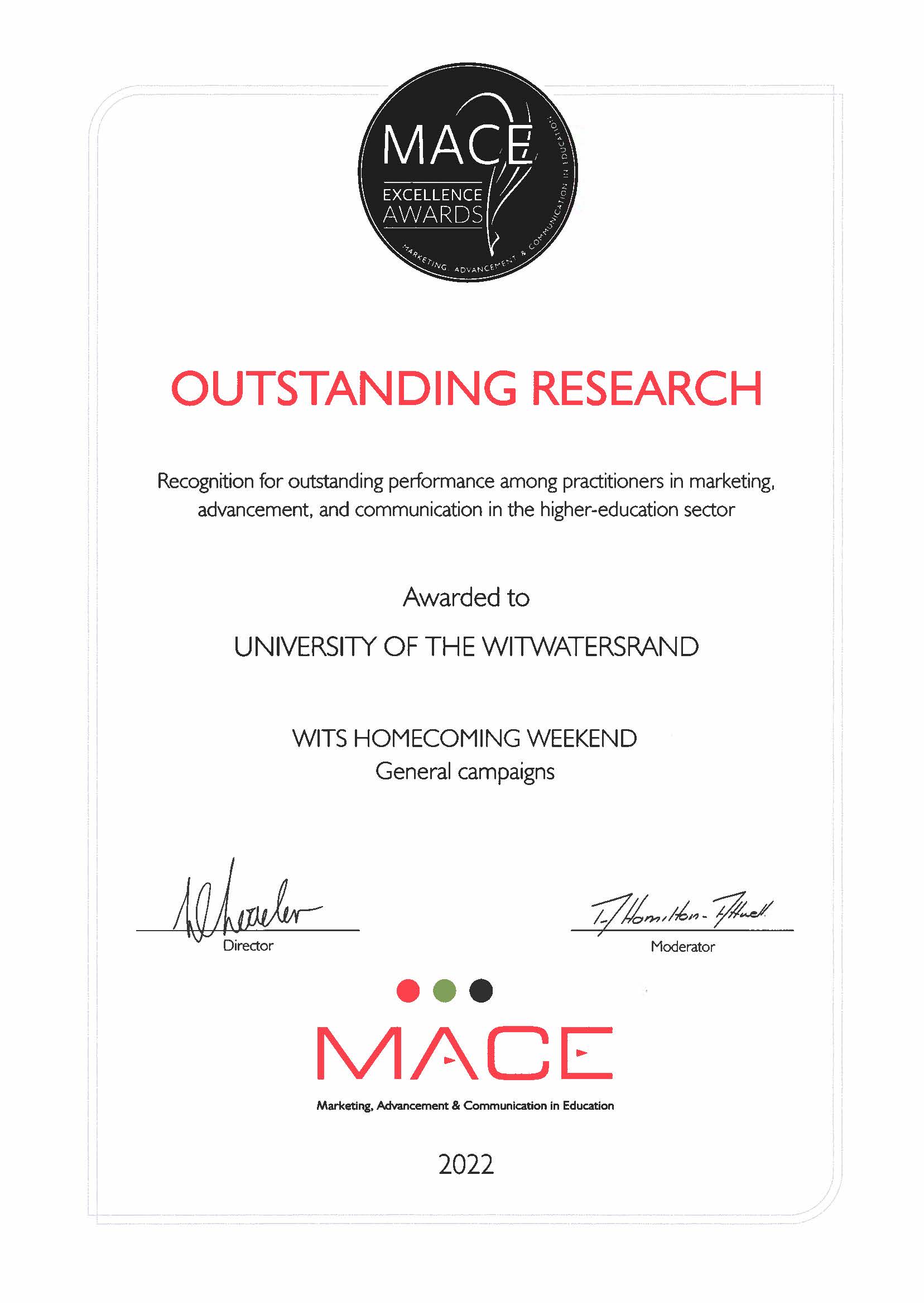 MACE Award